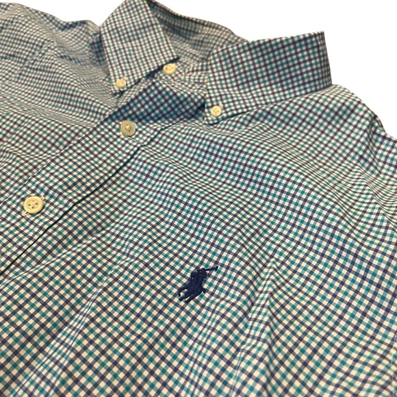 Polo Ralph Lauren Other - Ralph Lauren Men Large Blue Purple‎ Plaid Long Sleeve Shirt Oxford Button Front
